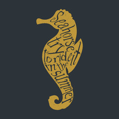 Typography lettering seahorse