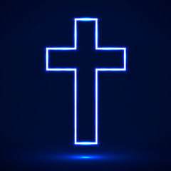 Obraz premium Glowing cross. Christian symbol. Vector illustration. Eps 10
