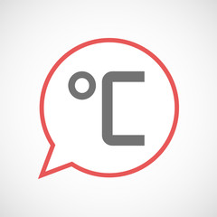 Isolated comic balloon line art icon with  a celsius degree sign