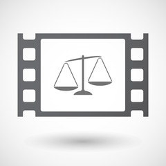 Isolated 35mm film frame with  an unbalanced weight scale