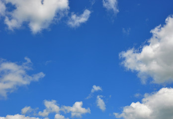 Blue clouds sky with blue background and copy space. 
