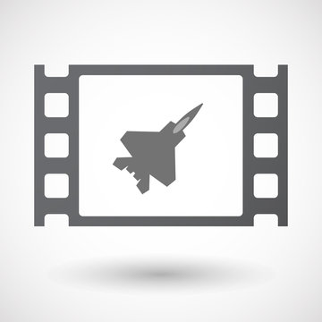 Isolated 35mm film frame with a combat plane