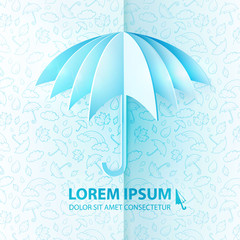 Paper umbrella on rainy background. Vector illustration