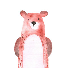 Bear Woodland Animals Watercolor Hand-painted Illustratioin Isolated