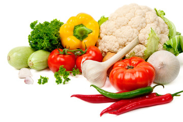 Vegetables on a white background