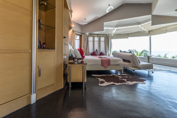 Modern style of living room with bed