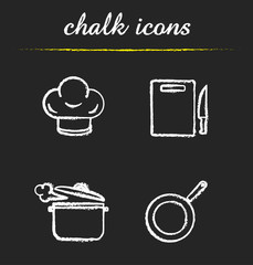 Kitchenware chalk icons set