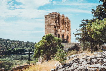 Stone arches for windows in ancient Greek ruins