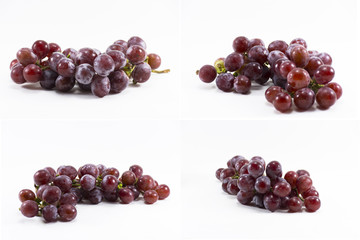 Set red grape isolated on white background.Fruit for health and raw of dietary supplement