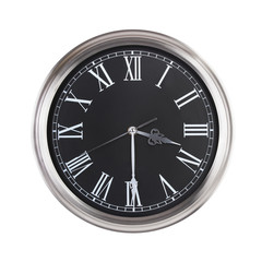 Round clock shows half of the fourth