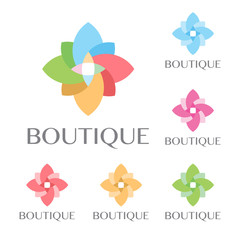 Beautiful flower set decoration vector logo