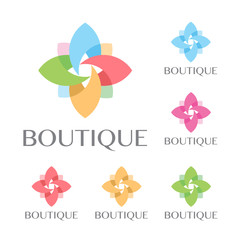Beautiful flower set decoration vector logo
