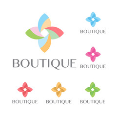 Beautiful flower set decoration vector logo