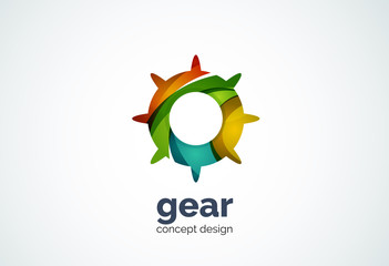Gear logo template, hi-tech digital technology working and engineering concept