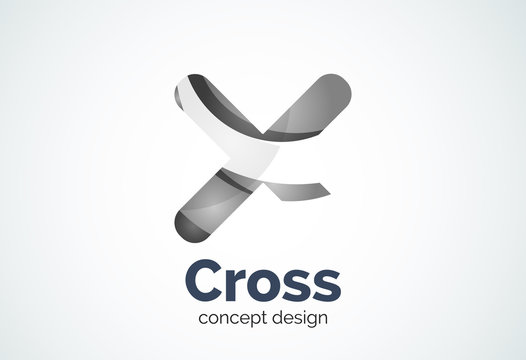 X cross logo template, rotated plus, medical or letter concept