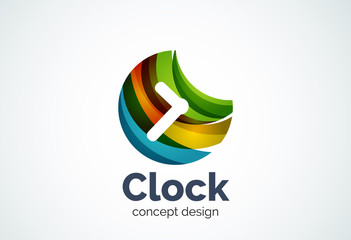 Clock logo template, time management business concept