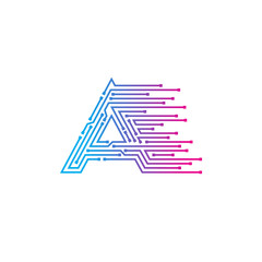 Letter A logo design template,technology,electronics,digital,logotype