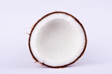 coconut half clipping path for coconut milk  on white background fruit food isolated
