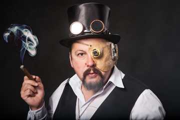 A man dressed in the style of steampunk