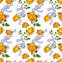 Seamless pattern with roses. Vector clip art.