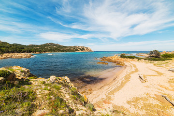 Porto Liccia coastline on a cloudy day