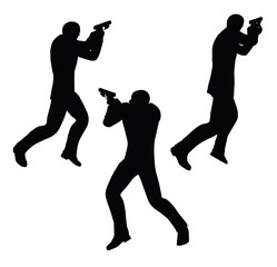 gunman businessman silhouette in black