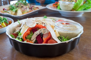 Chicken salad with dressing.