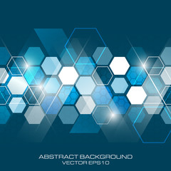 Abstract vector future business background with hexagonal pattern.