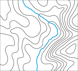 Topographic map with river, vector