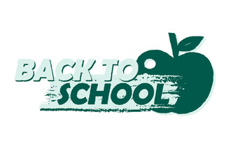 back to school with apple, drawn banner, vector