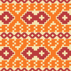 Seamless knitted retro pattern of polygonal shapes
