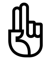 Vector icon of hand with raised index and middle fingers