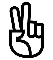 Vector icon of hand with raised and parted index and middle fingers