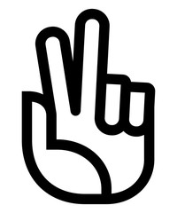 Fototapeta premium Vector icon of hand with raised and parted index and middle fingers