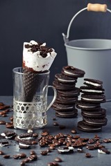 Vanilla and Chocolate Ice Cream Cone