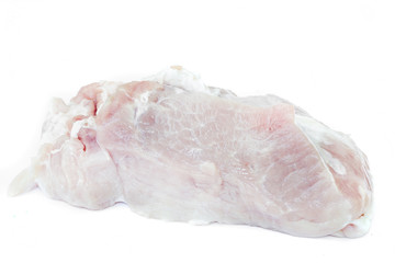 Raw pork on white background.