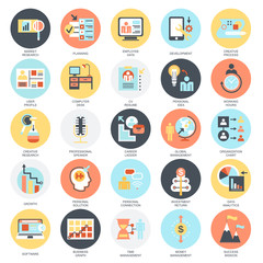 Flat conceptual icons set of business management