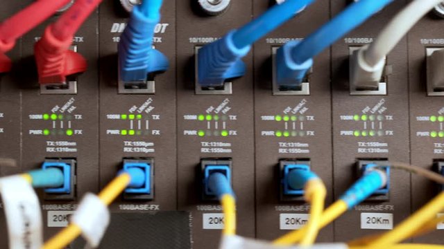 Inside view on data room. Close up.