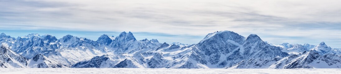 Panoramic view of the northen Caucasus mountains - Powered by Adobe