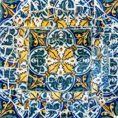 Broken glass mosaic tile, decoration in Park Guell, Barcelona, S