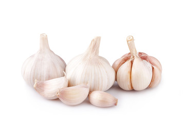 Fresh garlic isolated on white background..