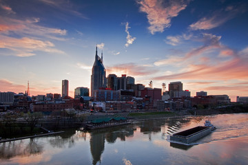 Nashville, TN. skyline at sunset
