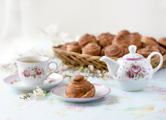 Cinnamon buns cake on a table