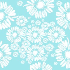 Fototapeta na wymiar Floral seamless pattern with Chamomiles