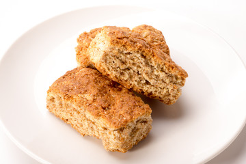 Whole wheat rusks on plate