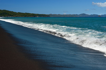 Black sand volcanic beach