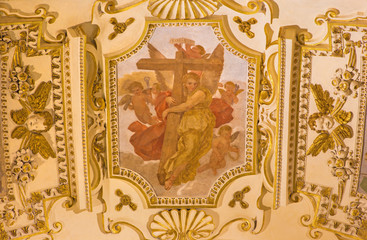 ROME, ITALY - MARCH 9, 2016: The fresco of symbolic angels with the cross in church Chiesa di Santa...