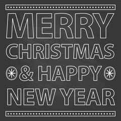 Merry christmas and happy new year with doodle chalkboard design