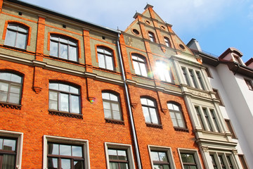 The facade of the old building. Riga, Latvia