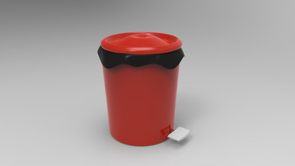 Red recycle bin on background. 3d render.